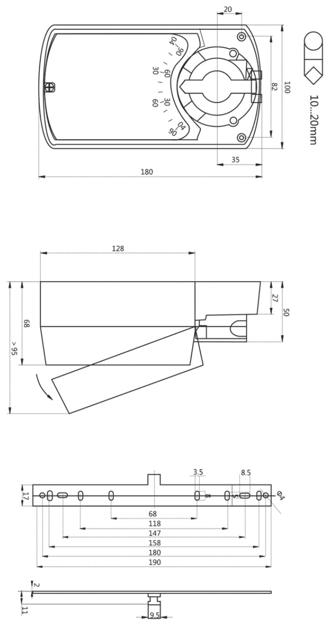 Электропривод Нанотек SM 24 BS (16 Н·м, 0–10 В, без пружины)