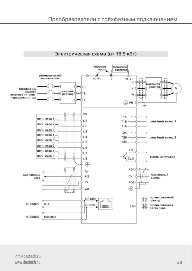 Преобразователь частоты Dastech D32-T3-185G/200P, 185/200 кВт, 380 В
